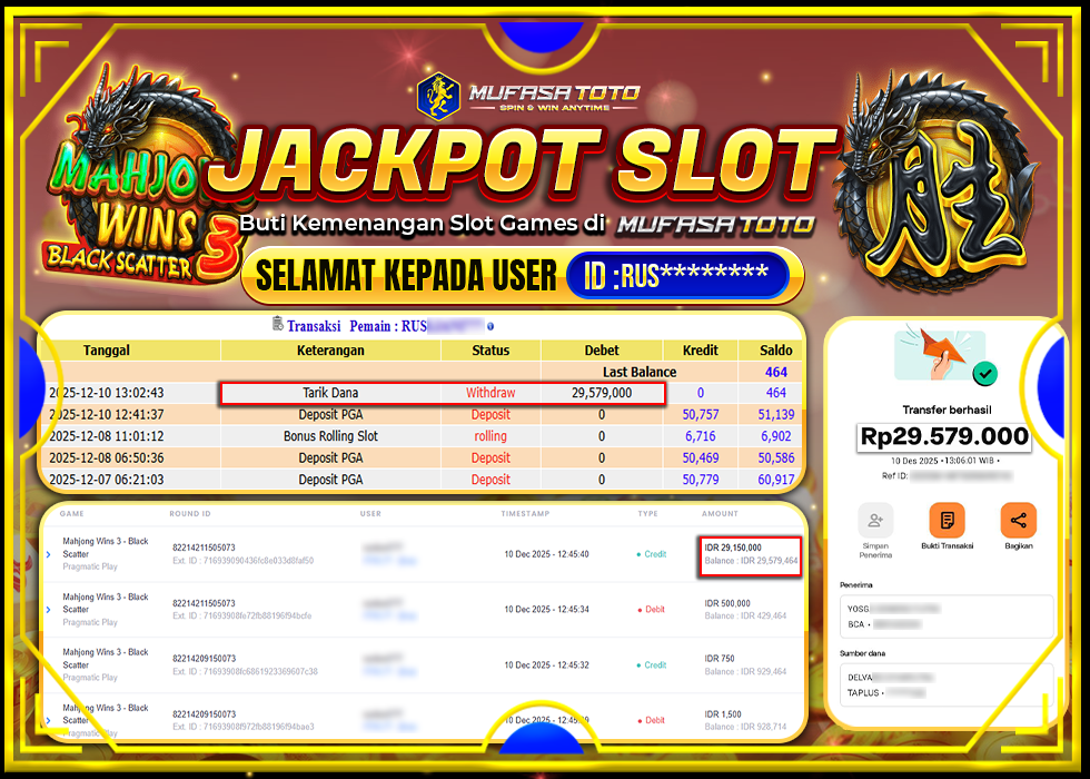 MUFASATOTO JACKPOT PRAGMATIC PLAY Rp.29.579.000|LUNAS